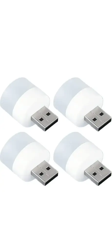 En ligne USB Plug and Play Light USB LED Light for Car Bulb, Indoor, Outdoor, Reading, Sleep 4pcs Led Light (White)