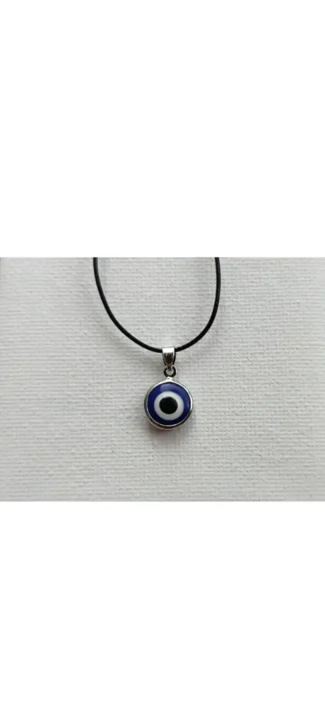Vivity Turkish Blue Glass Evil Eye Black Dori Charm For Protection Plated Silver Alloy Pendant