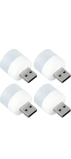 En ligne USB Plug and Play Light USB LED Light for Car Bulb, Indoor, Outdoor, Reading, Sleep 4pcs Led Light (White)