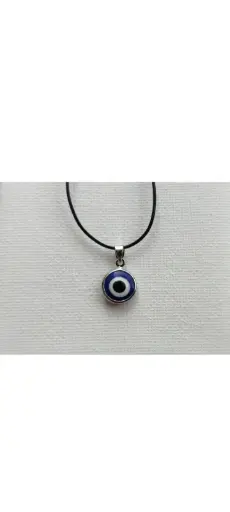 Vivity Turkish Blue Glass Evil Eye Black Dori Charm For Protection Plated Silver Alloy Pendant