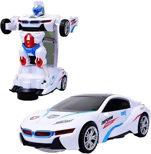 Dherik Tradworld Deform Robot Super Car for Kids, Bump & Go Action 2 in 1 Robot Car Toy with 3D Lights and Music Transform Car Toy